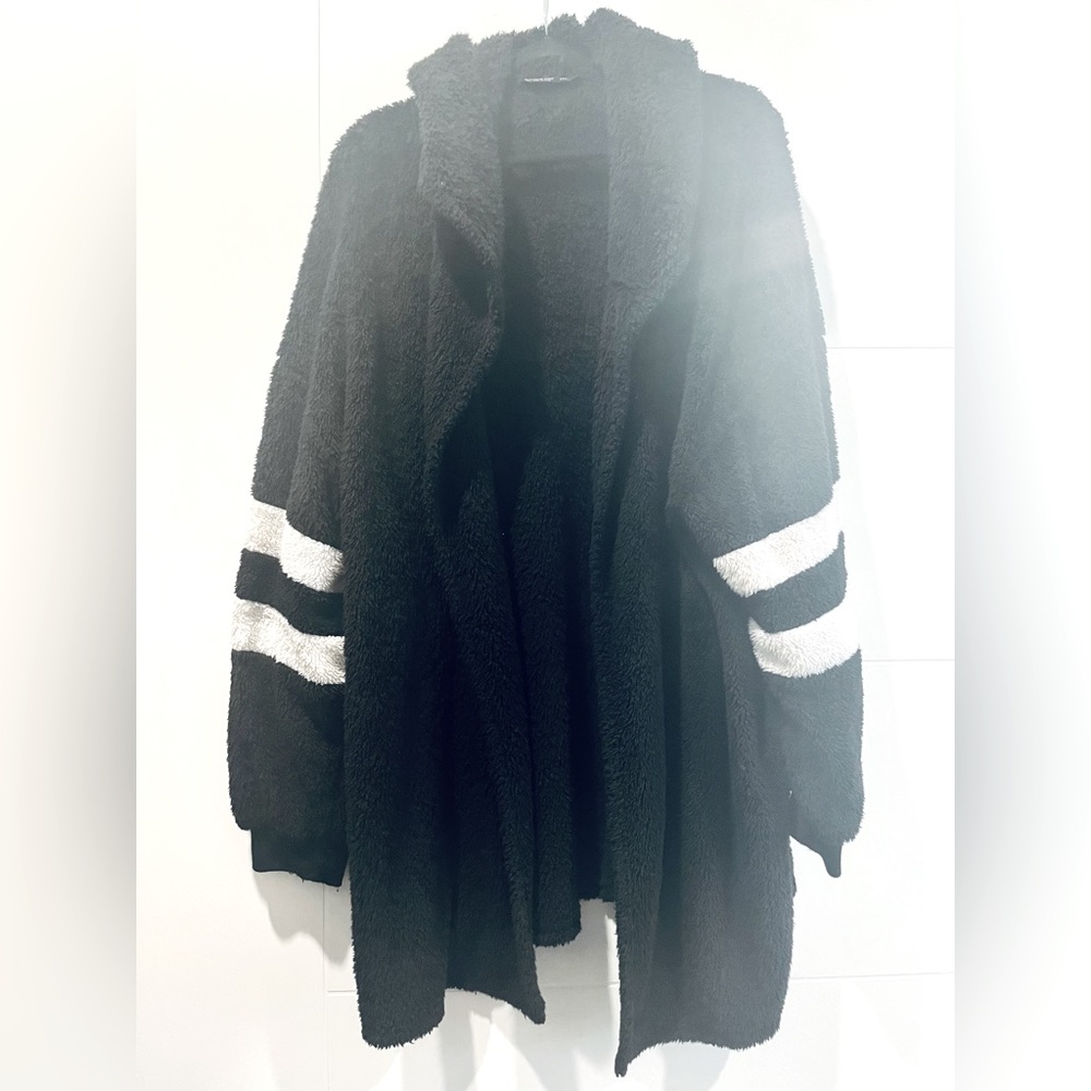SHEIN Curve Hooded Teddy Duster Coat